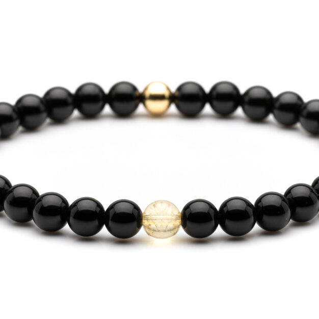 Megberry For Men Citrine, Black Onyx & Gold bracelet