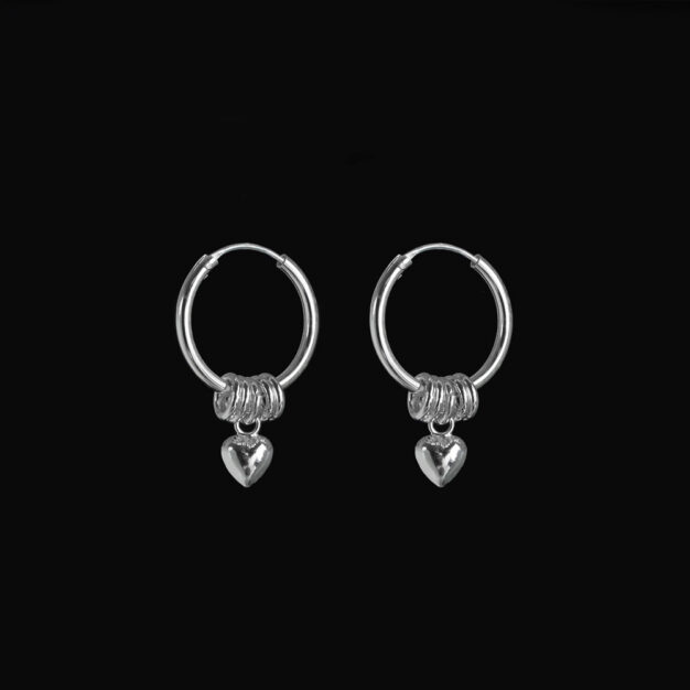 Megberry Love Sterling Silver Heart Hoop Earrings