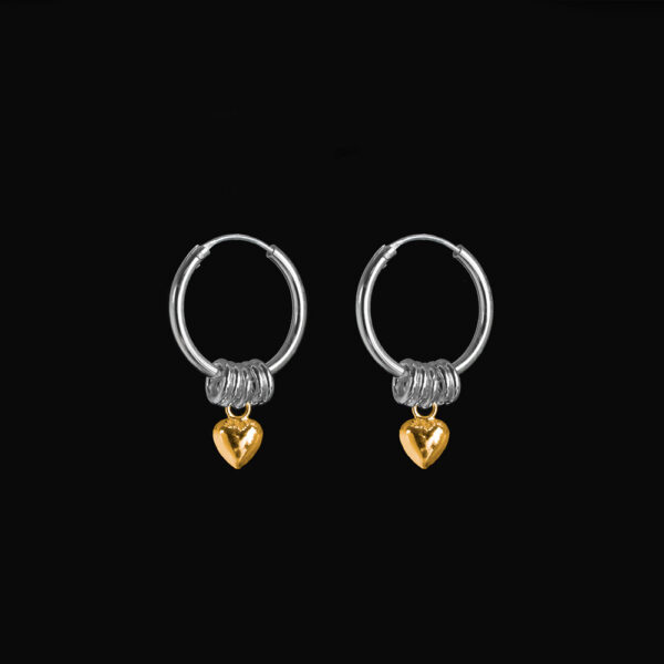 Megberry Love Sterling Silver & Gold Heart Hoop Earrings