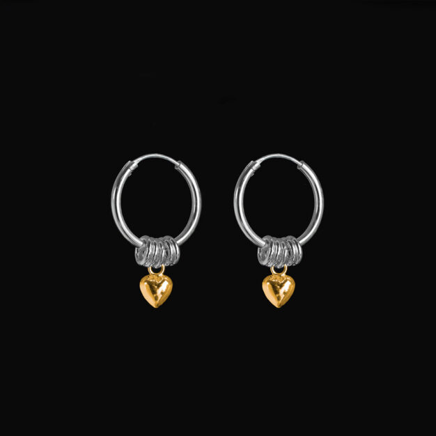 Megberry Love Sterling Silver & Gold Heart Hoop Earrings