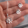 Megberry Marguerite Daisy Sterling Silver Necklace & Earrings
