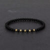 Megberry Essentials for Men Matt Black Onyx & Gold Beaded Bracelet