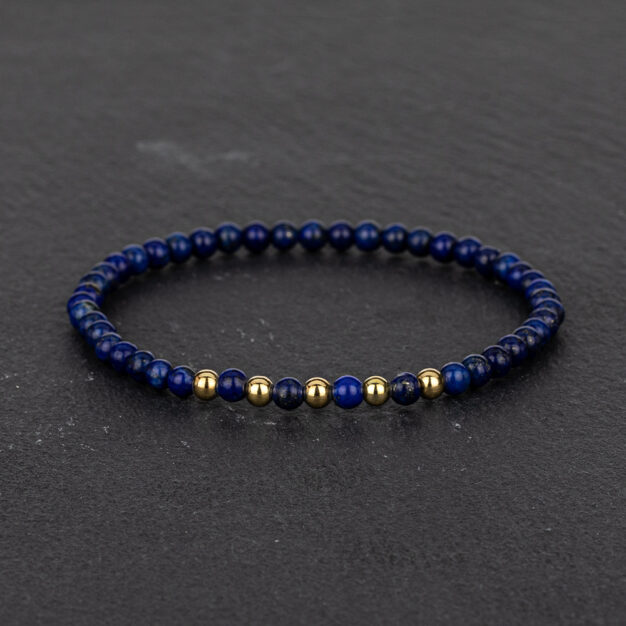 Megberry Essentials for Men Lapis Lazuli & Gold Beaded Bracelet