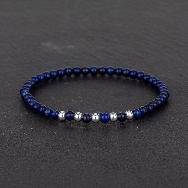 Megberry Essentials for Men Lapis Lazuli & Sterling Silver Beaded Bracelet