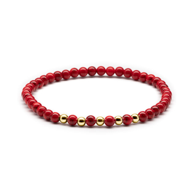 Megberry Essentials for Men Red magnesite & Gold Beaded Bracelet