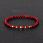 Megberry Essentials for Men Red magnesite & Gold Beaded Bracelet