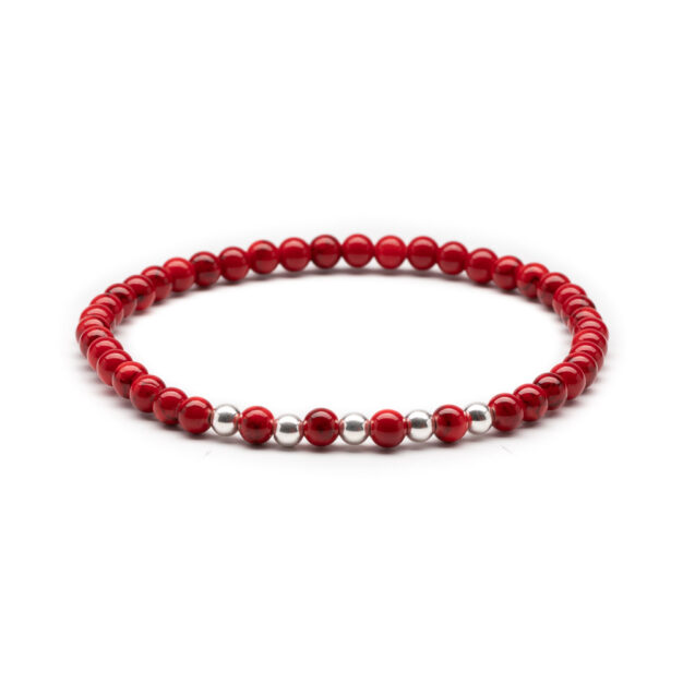 Megberry Essentials for Men Red Magnesite & Sterling Silver Beaded Bracelet