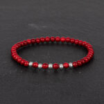 Megberry Essentials for Men Red Magnesite & Sterling Silver Beaded Bracelet