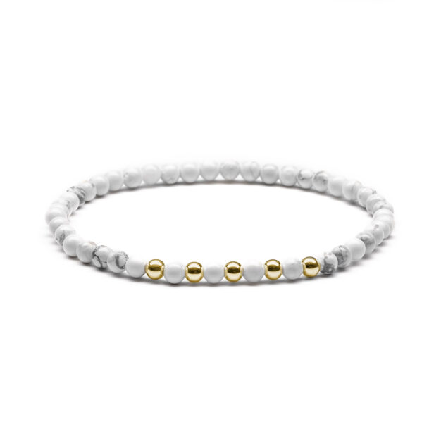 Megberry Essentials for Men White Howlite & Gold Beaded Bracelet