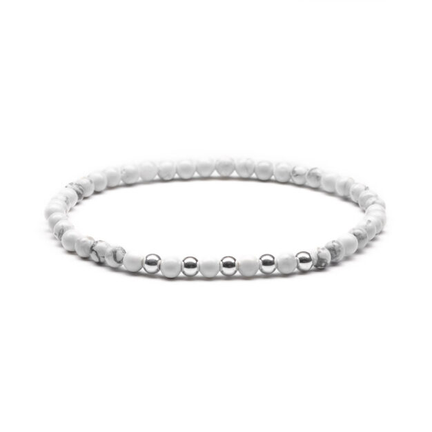 Megberry Essentials for Men White Howlite & Sterling Silver Beaded Bracelet