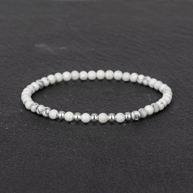 Megberry Essentials for Men White Howlite & Sterling Silver Beaded Bracelet