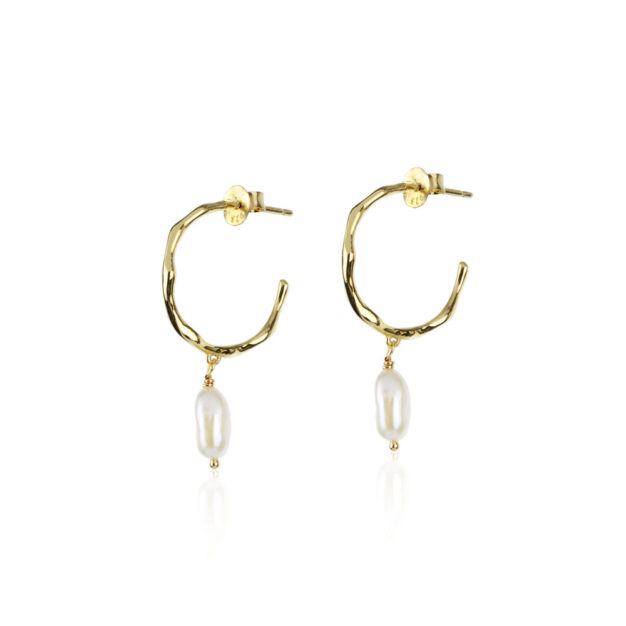 Megberry Gold Hoop Pearl Earrings