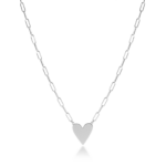 Amour Sterling Silver Paperclip Necklace with Heart