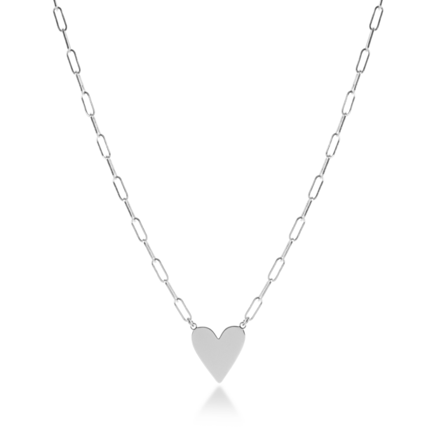 Amour Sterling Silver Paperclip Necklace with Heart