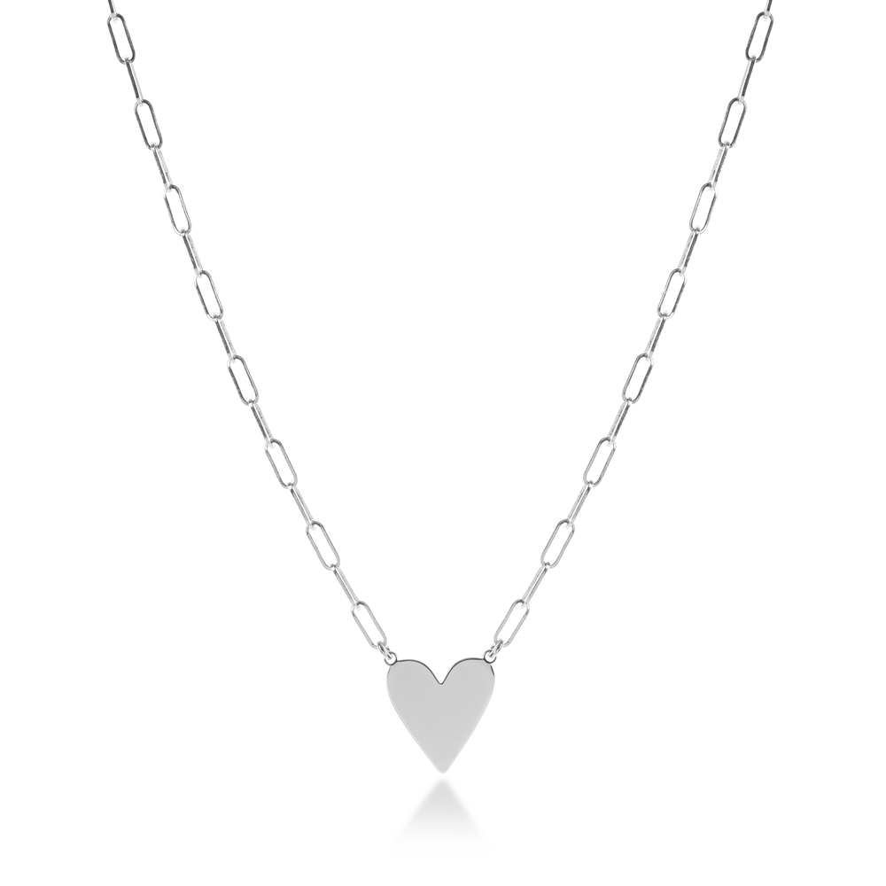 Amour Sterling Silver Paperclip Necklace with Heart