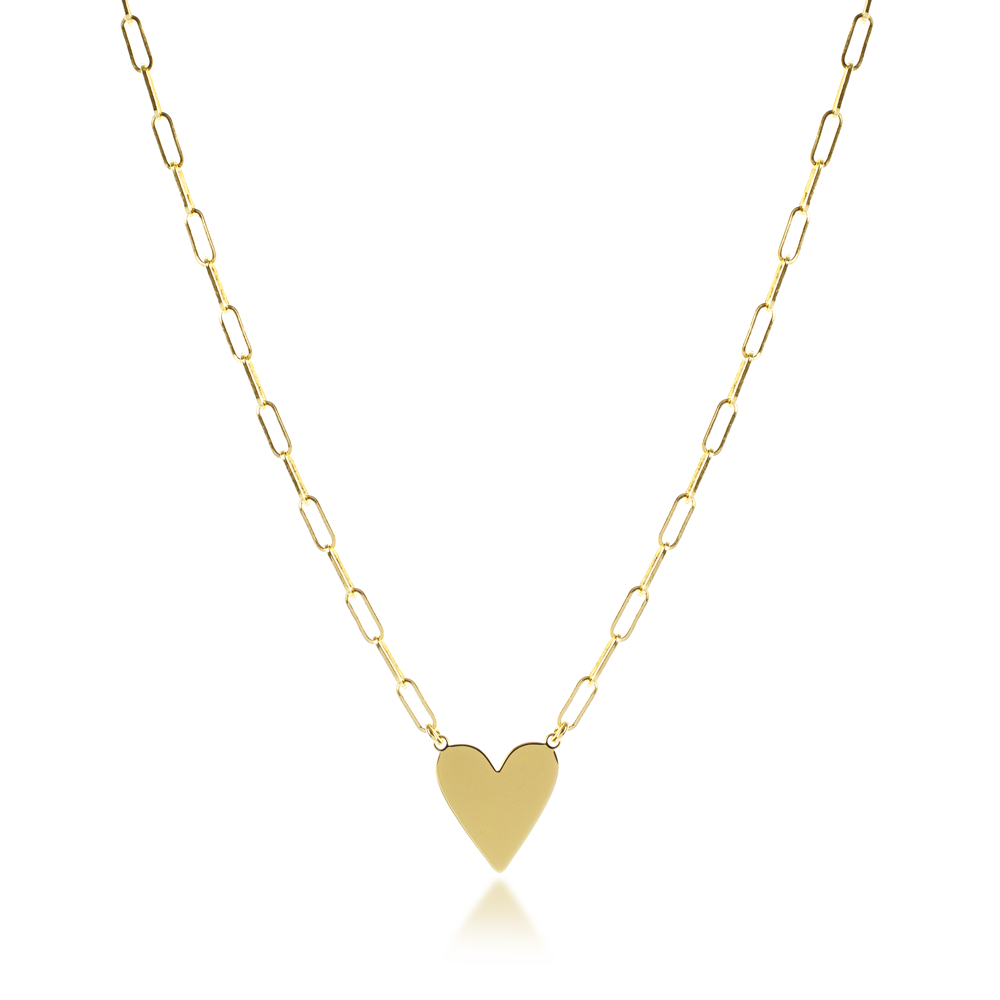 Amour Heart Paperclip Gold Necklace