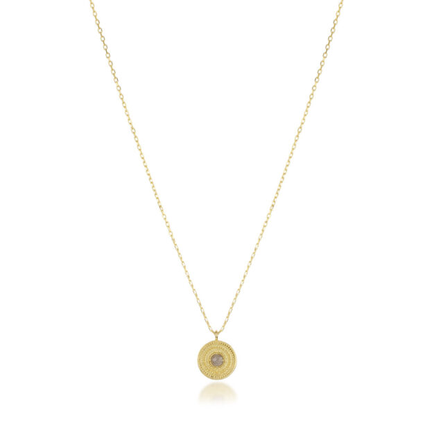 Megberry Luna Gold Disk & Labradorite Pendant Necklace